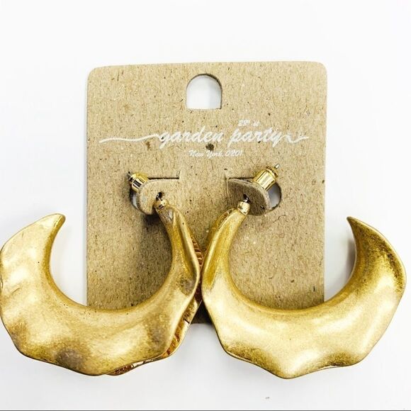 Gold Folded Metal Hoop Earrings - Picture 4 of 4